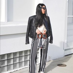 Navy + white striped pants